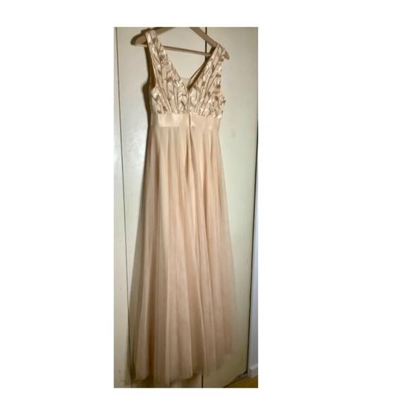 Peach gown w Beaded Empire Bodice and Tulle Skirt S/M - Picture 1 of 6